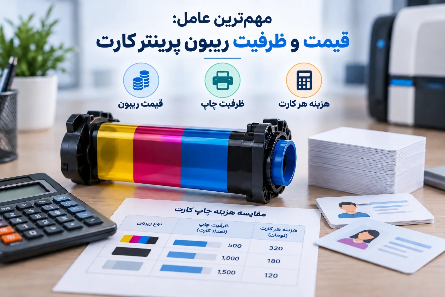 تاثیر قیمت و ظرفیت ریبون در هزینه چاپ کارت شناسایی